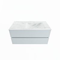 MONDIAZ VICA-DLUX 100cm badmeubel onderkast Clay 2 lades. Inbouw wastafel CLOUD rechts 1 kraangat, kleur Opalo.
