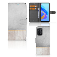 OPPO A76 | A96 Book Style Case Wood Concrete - thumbnail