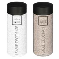 Atmosphera Decoratie zand - 2x potjes - wit en beige - 750 gram - Zandkorrels - hobby vulmateriaal