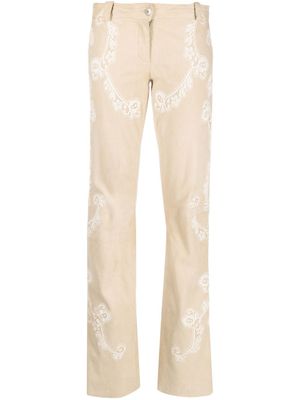 Dolce & Gabbana Pre-Owned pantalon en daim à détails en crochet (années 1990) - Tons neutres