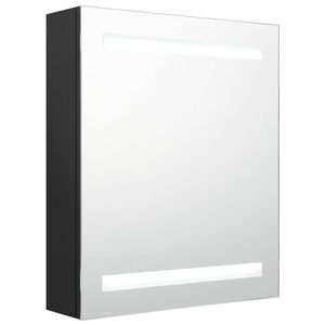 vidaXL Badkamerkast met spiegel en LED 50x14x60 cm zwart