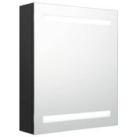 vidaXL Badkamerkast met spiegel en LED 50x14x60 cm zwart - thumbnail