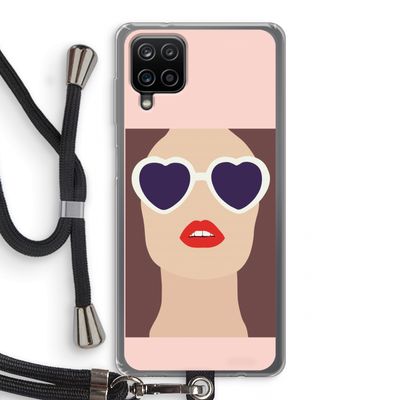 Red lips: Samsung Galaxy A12 Transparant Hoesje met koord