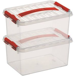 2x Kunststof stapelbare opbergbak 6 liter 30 x 20 x 14 cm - Opbergbox