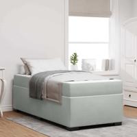 Bedframe met matras met matras Lichtgrijs 90 x 200 cm Fluweel
