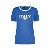 Italy blauw / wit ringer landen t-shirt logo met vlag Italie voor dames - thumbnail