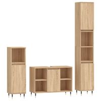 The Living Store Badkamermeubelset - Badkaasten 30x30x190 cm - 30x30x100 cm - Wastafelkast 80x33x60 cm - Sonoma Eiken