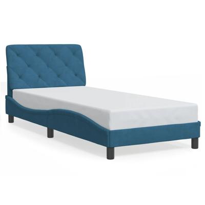 Bed met matras fluweel blauw 90x190 cm