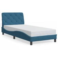 Bed met matras fluweel blauw 90x190 cm