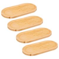 Serveerplankje voor hapjes/fingerfood  - 4x - 30 x 15 cm - bamboe hout - borrelplank - tapasplank