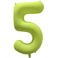 Folieballon Cijfer 5 Neon Geel (86cm)