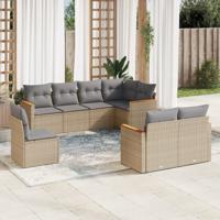 8-delige Loungeset met kussens poly rattan gemengd beige