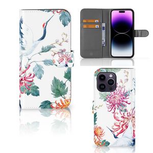 iPhone 15 Pro Max Telefoonhoesje met Pasjes Bird Flowers