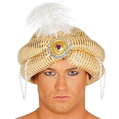 Oosterse tulband voor een Sultan goudkleurig