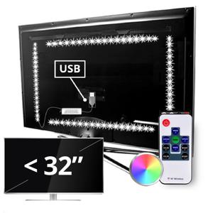 Tv led strip set met 4 RGB strips voor tv’s tot 32 inch