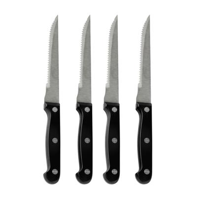 Urban Living Steakmessen - 4x - kartelrand - RVS - zwart handvat - 28 cm - scherpe messen