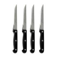 Urban Living Steakmessen - 4x - kartelrand - RVS - zwart handvat - 28 cm - scherpe messen