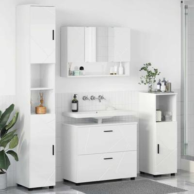 Badkamermeubelset met lade 4 pcs Hoogglans wit 30 x 35 x 192 cm