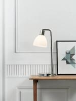 Kleine tafellamp opaalglazen kap & chrome met schakelaar en E14 fitting &apos;Nordlux Ray&apos;