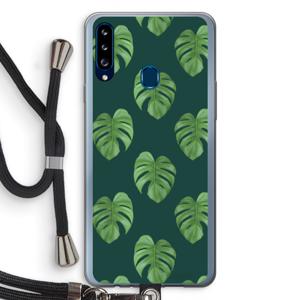 Monstera leaves: Samsung Galaxy A20s Transparant Hoesje met koord