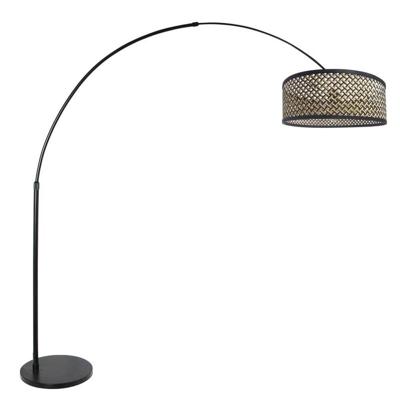 Steinhauer BooglampSparkled Light zwart met bamboe kap - 3788ZW