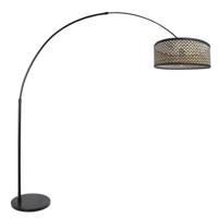 Steinhauer BooglampSparkled Light zwart met bamboe kap - 3788ZW Steinhauer BooglampSparkled Light zwart met bamboe kap - 3788ZW