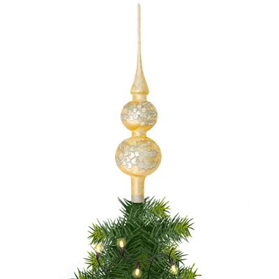 Luxe glazen piek goud ijslak 30 cm kerstpieken
