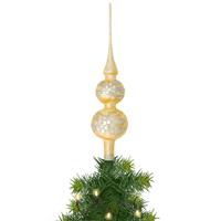 Luxe glazen piek goud ijslak 30 cm kerstpieken