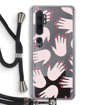 Hands pink: Xiaomi Mi Note 10 Transparant Hoesje met koord