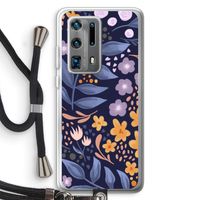 Flowers with blue leaves: Huawei P40 Pro Plus Transparant Hoesje met koord