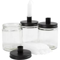 Potje met kandelaar en kaarsen, H: 15 cm, d 9.5 cm, afm 15 cm, 6 set/ 1 doos