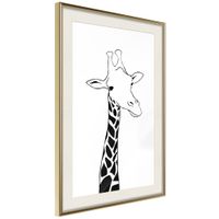 Ingelijste Poster - Giraf Goudkleurige lijst met passe-partout - thumbnail