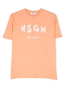 MSGM Kids t-shirt en coton à logo imprimé - Orange