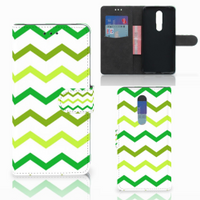 Nokia 3.1 Plus Telefoon Hoesje Zigzag Groen - thumbnail