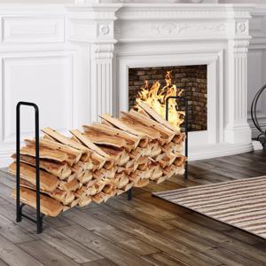 Brandhoutrek van Metaal met Handgrepen en Sokkel Brandhoutrek voor Binnen en Buiten Belastbaar tot 500 kg 250 x 36 x 122,5 cm