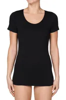 2-pack dames T-shirts bamboe - Zachte ondershirts korte mouw - Diepe Ronde hals