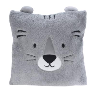 Dieren sierkussen - kinderkamer - grijs - 43 cm - polyester - met oren Dieren sierkussen - kinderkamer - grijs - 43 cm - polyester - met oren
