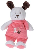 Tender Toys knuffelhond met kleren en sjaal 27 cm wit/roze - thumbnail
