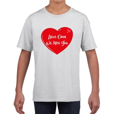 Lieve oma we miss you t-shirt wit voor kinderen