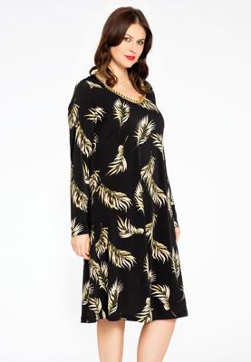 Yoek Jurk A-lijn PALM | Zwart | Maat 58/60