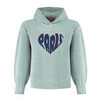 MAYCE Meisjes hoodie rib velours - Powder blauw