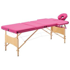 VidaXL Massagetafel inklapbaar 3 zones hout roze