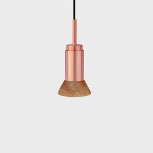 Anour Donya Onyx Trapeze Hanglamp - Amberkleurige kap - Geborsteld koper