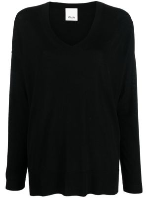 Allude pull en maille fine à col v - Noir