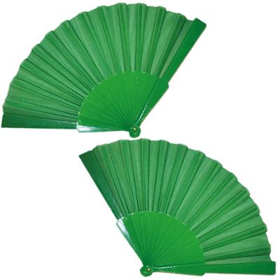 Handwaaier/spaanse waaier - 2x stuks - groen - polyester - Verkoeling in de zomer - 41 x 22 cm
