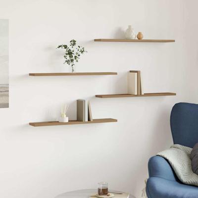 Wandschappen 4 st 60x10x1,5 cm bewerkt hout artisanaal eiken