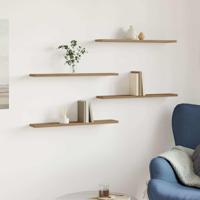 Wandschappen 4 st 60x10x1,5 cm bewerkt hout artisanaal eiken