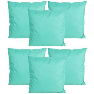 Buiten of tuin sier kussens - 6x - aqua blauw - 45 x 45 cm - binnen/buiten - tuinbank