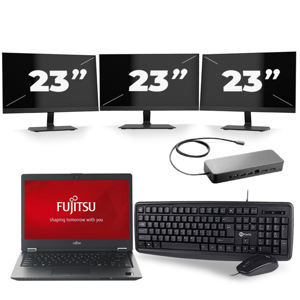 Fujitsu LifeBook U728 - Intel Core i7-8e Generatie - 12 inch - 16GB RAM - 256GB SSD - Windows 11 + 3x 23 inch Monitor
