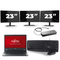 Fujitsu LifeBook U728 - Intel Core i7-8e Generatie - 12 inch - 16GB RAM - 256GB SSD - Windows 11 + 3x 23 inch Monitor